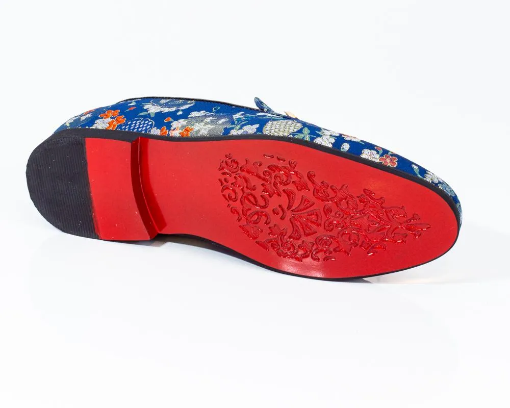 Premium Blue Golden Multicolor Loafers for men designer slip on casual