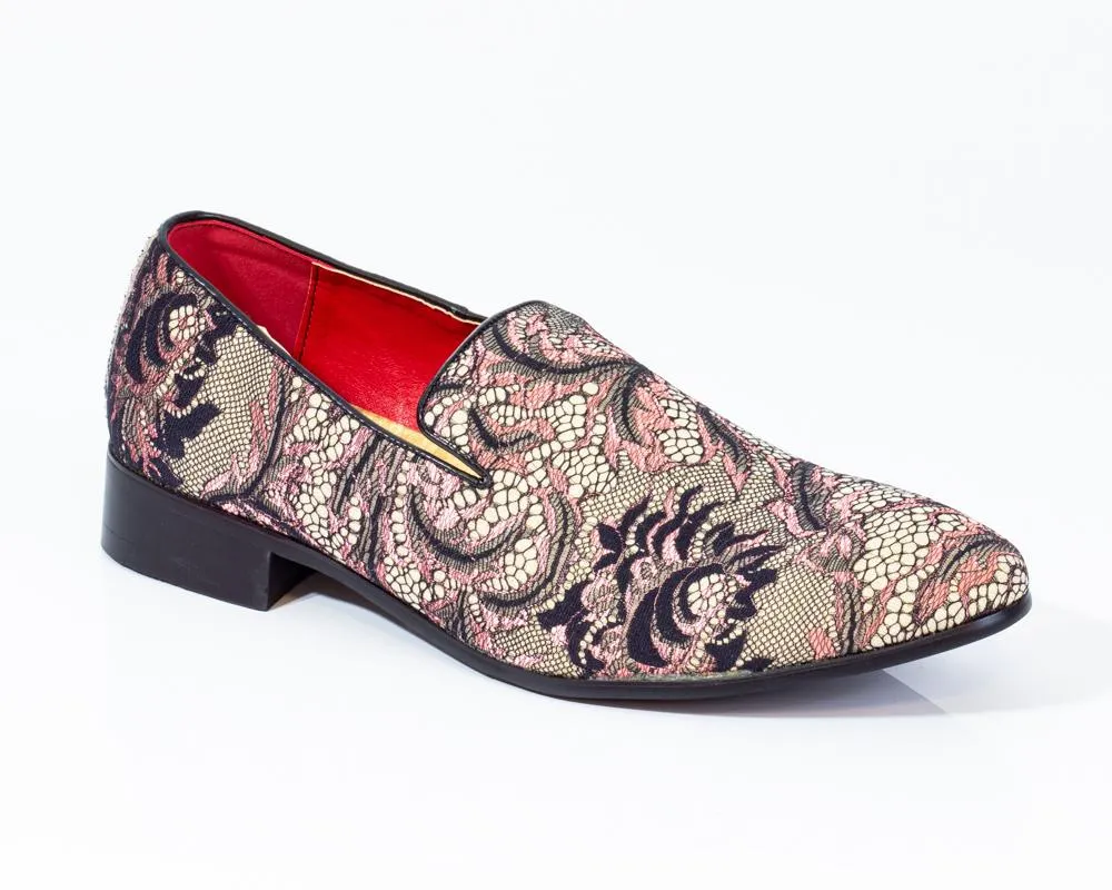 Premium Brown Multicolor Floral Textured Loafers for men designer slip
