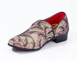 Premium Brown Multicolor Floral Textured Loafers for men designer slip