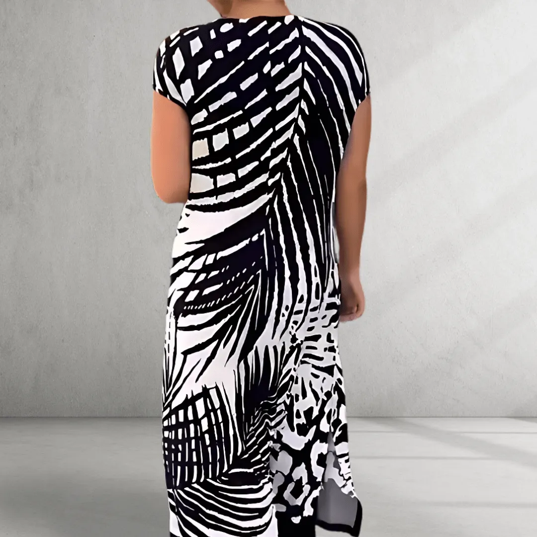 Printed Dress – Scoop Neck – Casual A-Line Fit