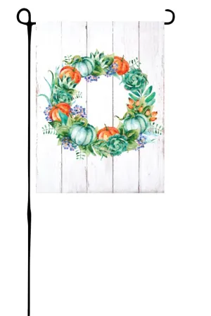 Pumpkins & Cactus Wreath Garden Flag