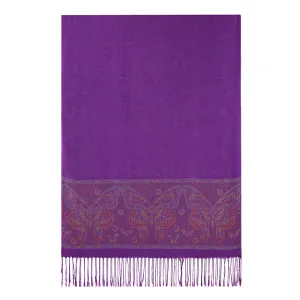 Purple Butterfly Border Pashmina