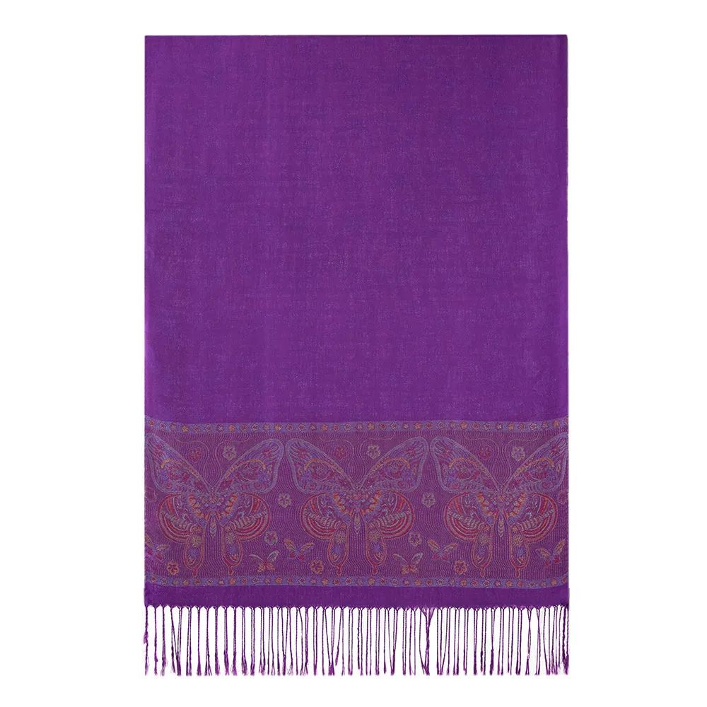Purple Butterfly Border Pashmina