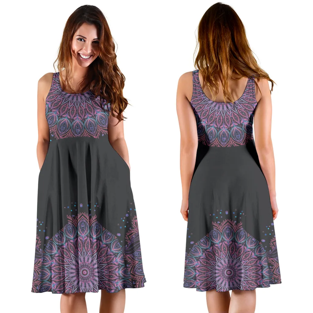 Purple Lotus Midi Dress