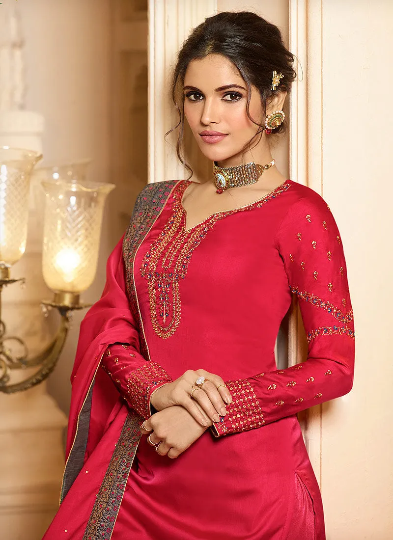 Red And Blue Palazzo Pant Suit