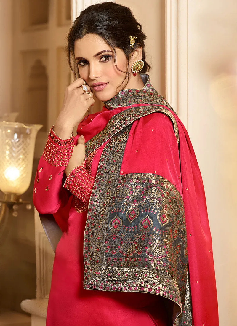 Red And Blue Palazzo Pant Suit