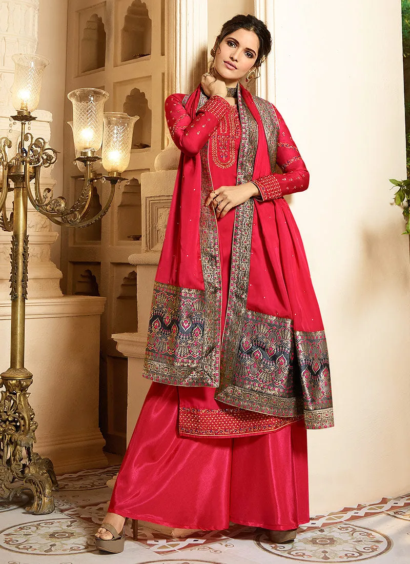 Red And Blue Palazzo Pant Suit