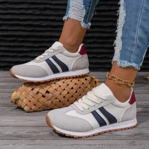 Retro Color Block Sneakers | Faux Suede | Sporty and Comfortable