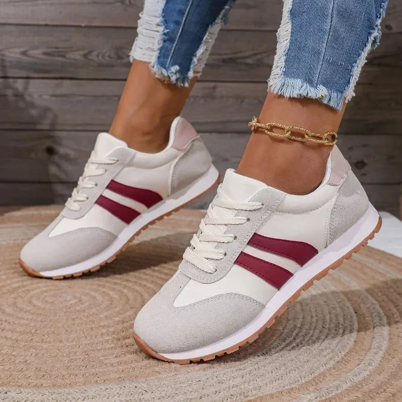 Retro Color Block Sneakers | Faux Suede | Sporty and Comfortable