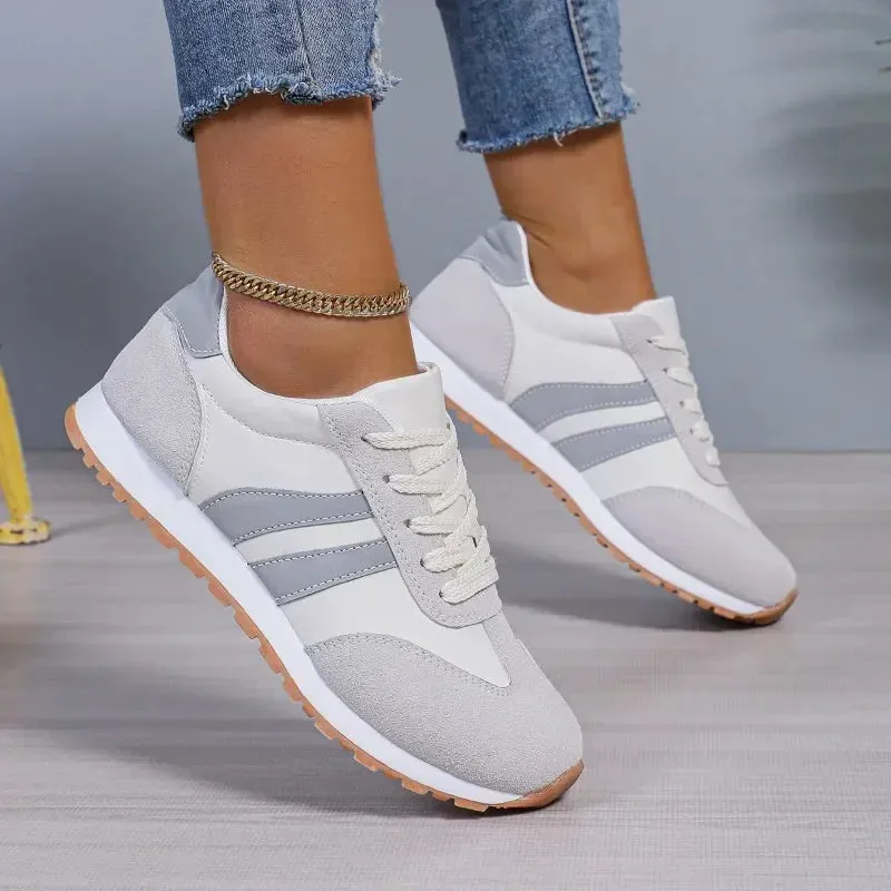 Retro Color Block Sneakers | Faux Suede | Sporty and Comfortable