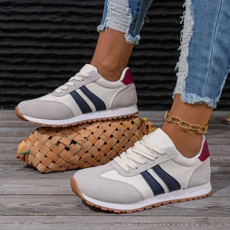 Retro Color Block Sneakers | Faux Suede | Sporty and Comfortable