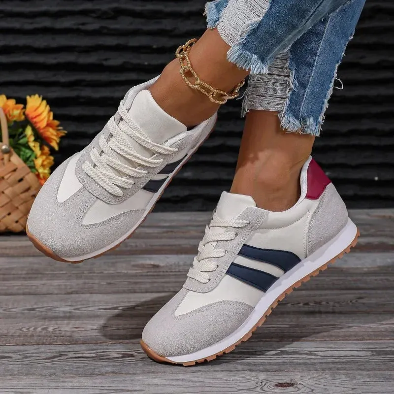 Retro Color Block Sneakers | Faux Suede | Sporty and Comfortable
