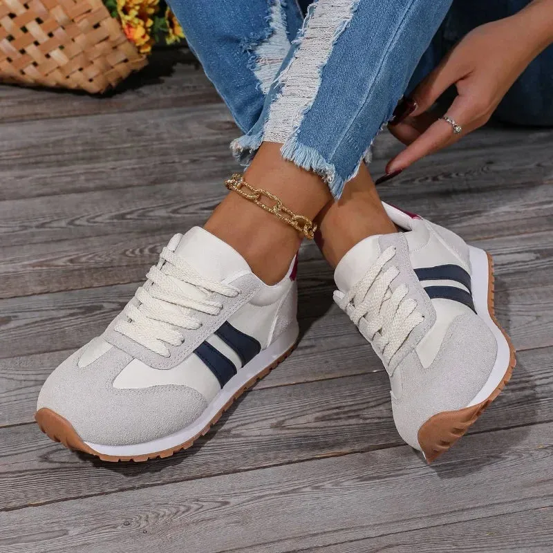 Retro Color Block Sneakers | Faux Suede | Sporty and Comfortable