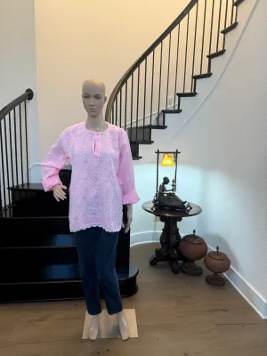 Rosabelle – Light Rose Chikankari Short Sleeve Kurta | A Touch of Soft Radiance 🌸