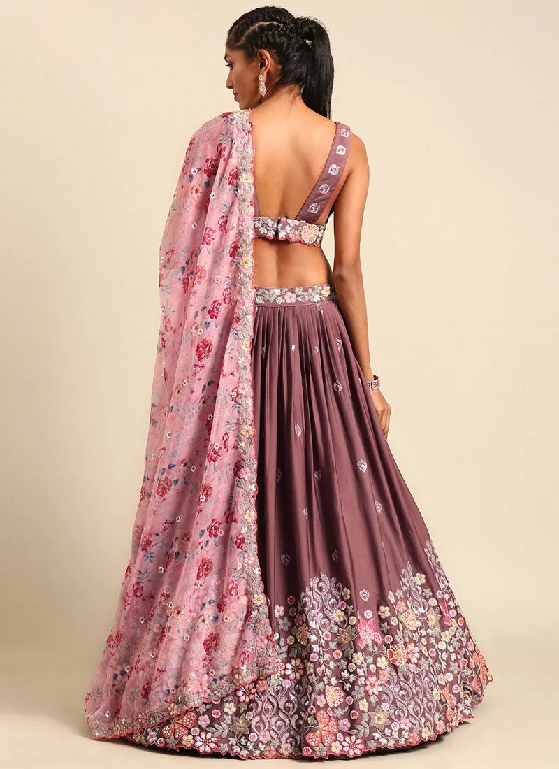 Rose Pink Multi Embroidery Wedding Lehenga Choli