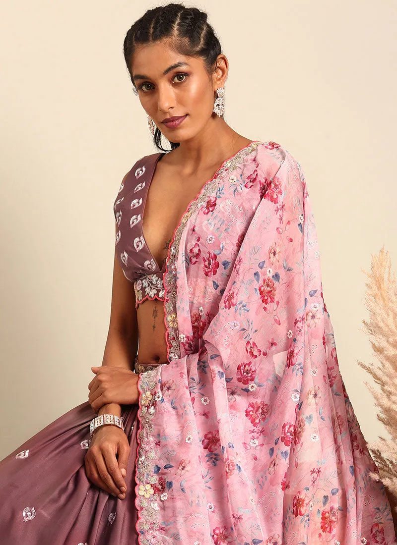 Rose Pink Multi Embroidery Wedding Lehenga Choli