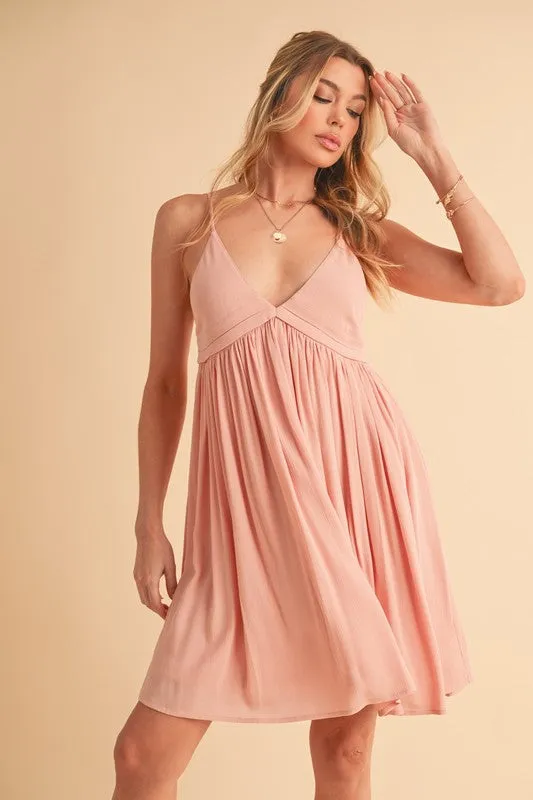Ruched Plunge Mini Cami Dress