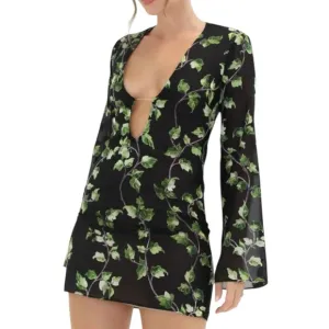 Rumored | Sterling Black and Green Mini Dress Envy Print | Small New with Tags