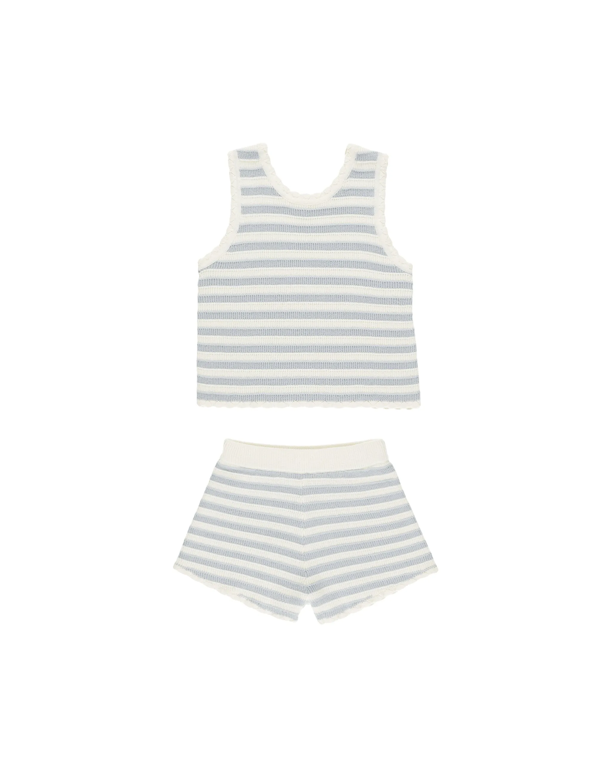 RYLEE   CRU Crochet Tank Set || Blue Stripe