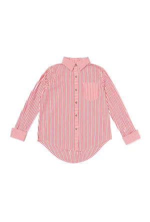 SAMPLE - Mel Mixed Button Down Shirt - Red Stripe