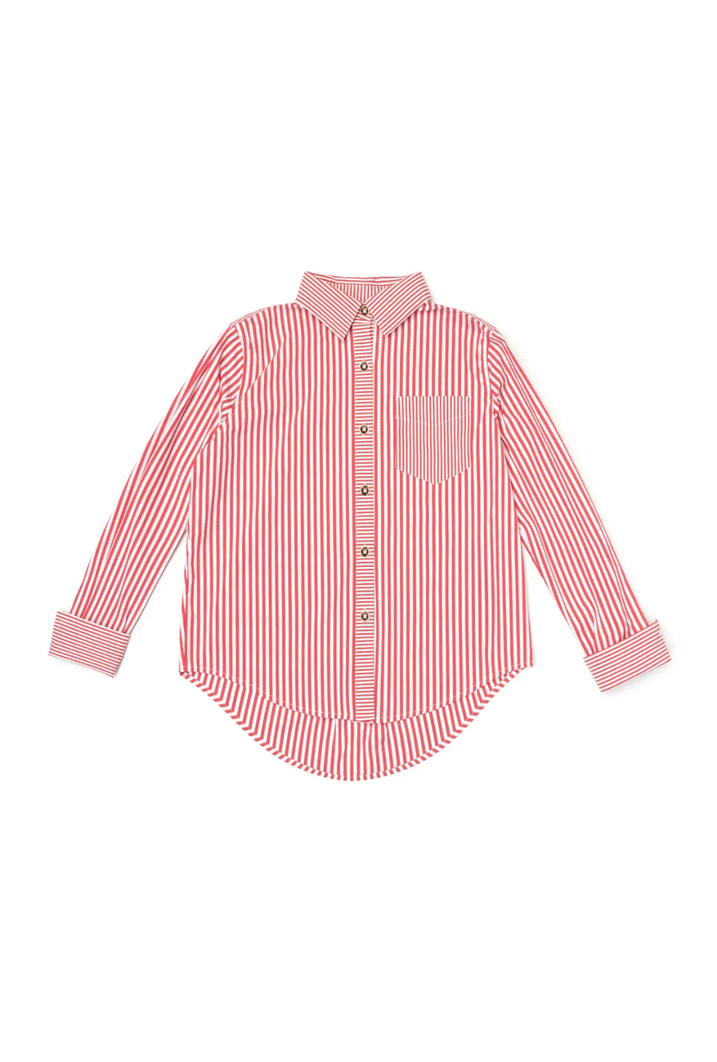SAMPLE - Mel Mixed Button Down Shirt - Red Stripe