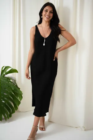 Sandra Bias Cut Dress | Black