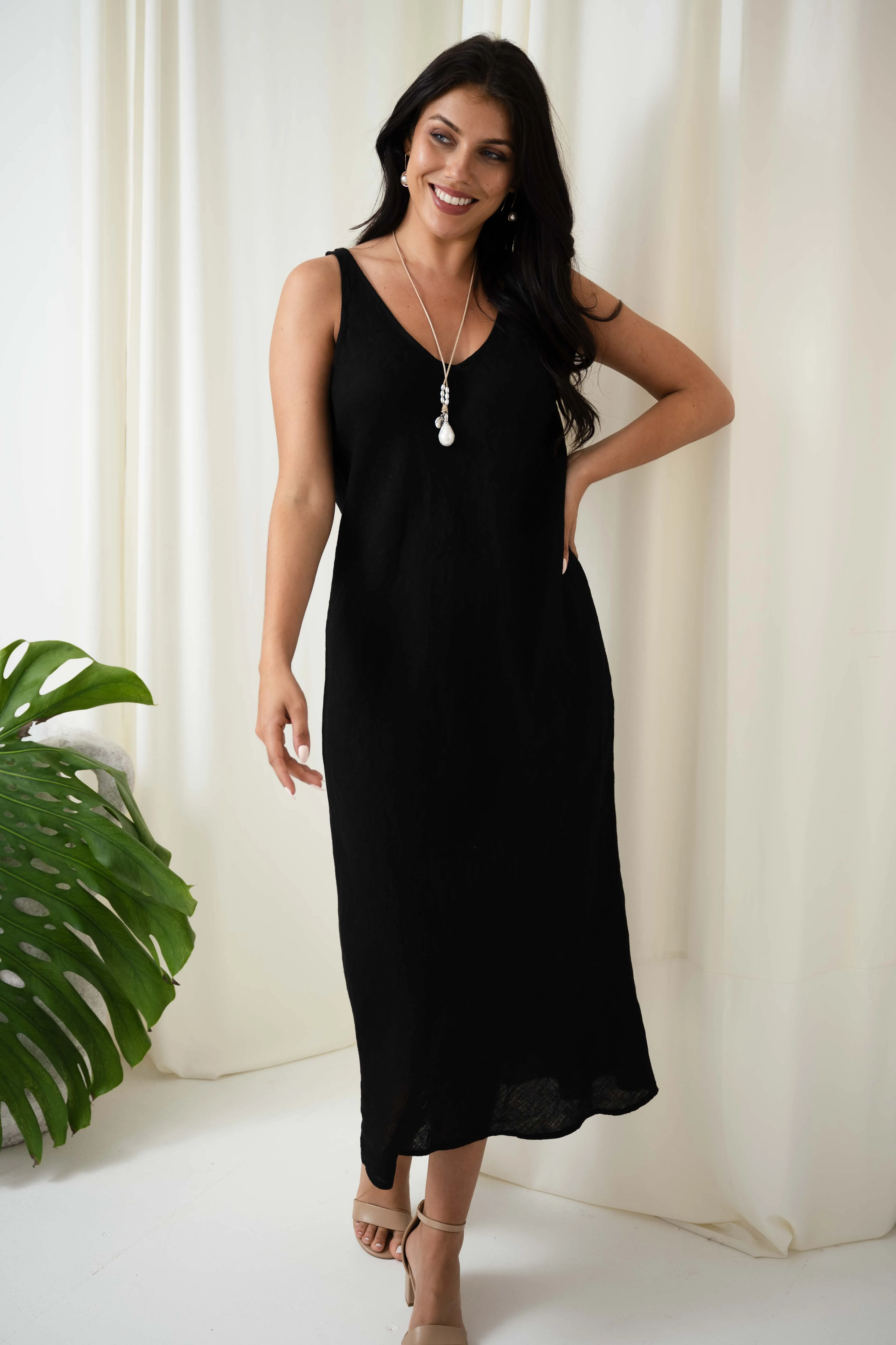 Sandra Bias Cut Dress | Black