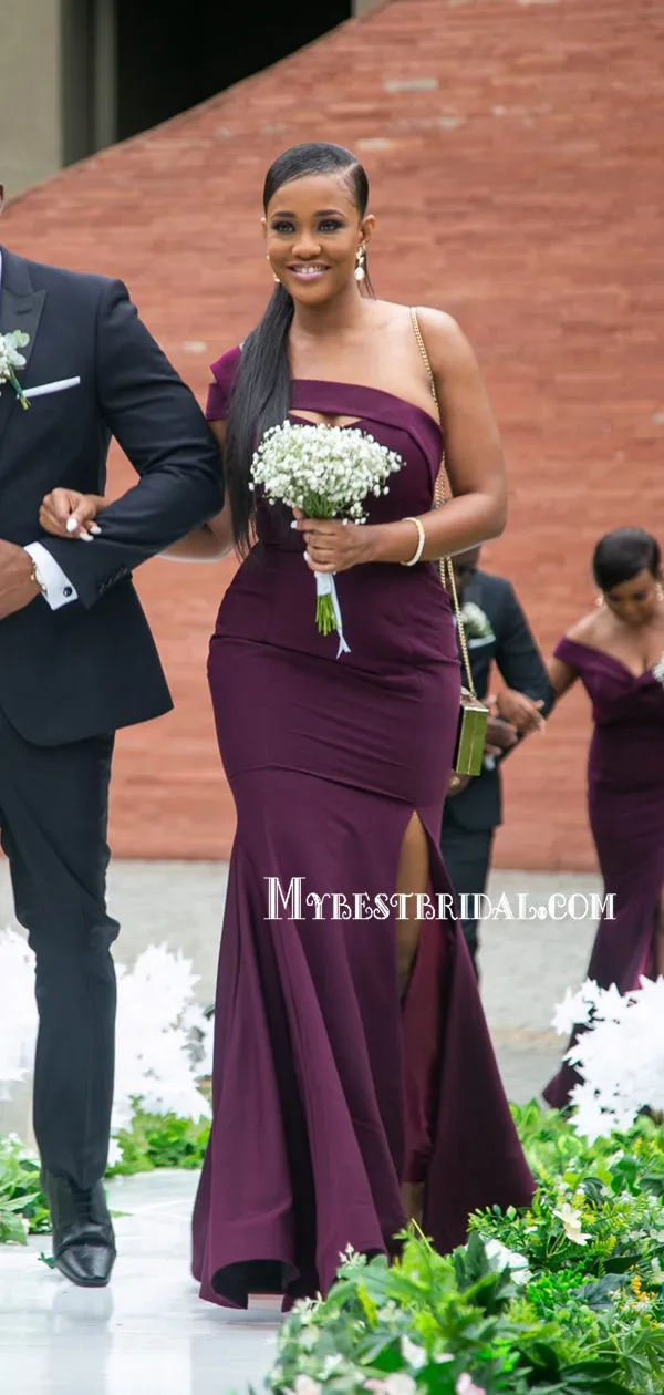 Sexy One-shoudler Mermaid Long Bridesmaid Dresses Online, BDS0157