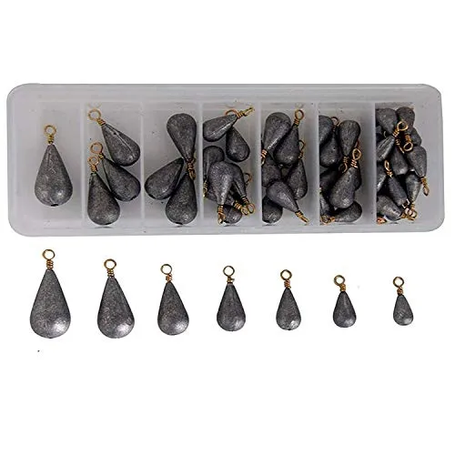 Shaddock Fishing 54pcs/Box Assorted Bell/Bass Casting Sinkers Weights Kit Saltwater Fishing Weights-Total 13OZ in A Handy Box