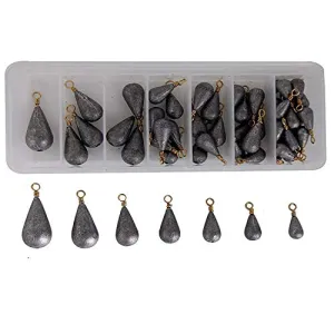 Shaddock Fishing 54pcs/Box Assorted Bell/Bass Casting Sinkers Weights Kit Saltwater Fishing Weights-Total 13OZ in A Handy Box