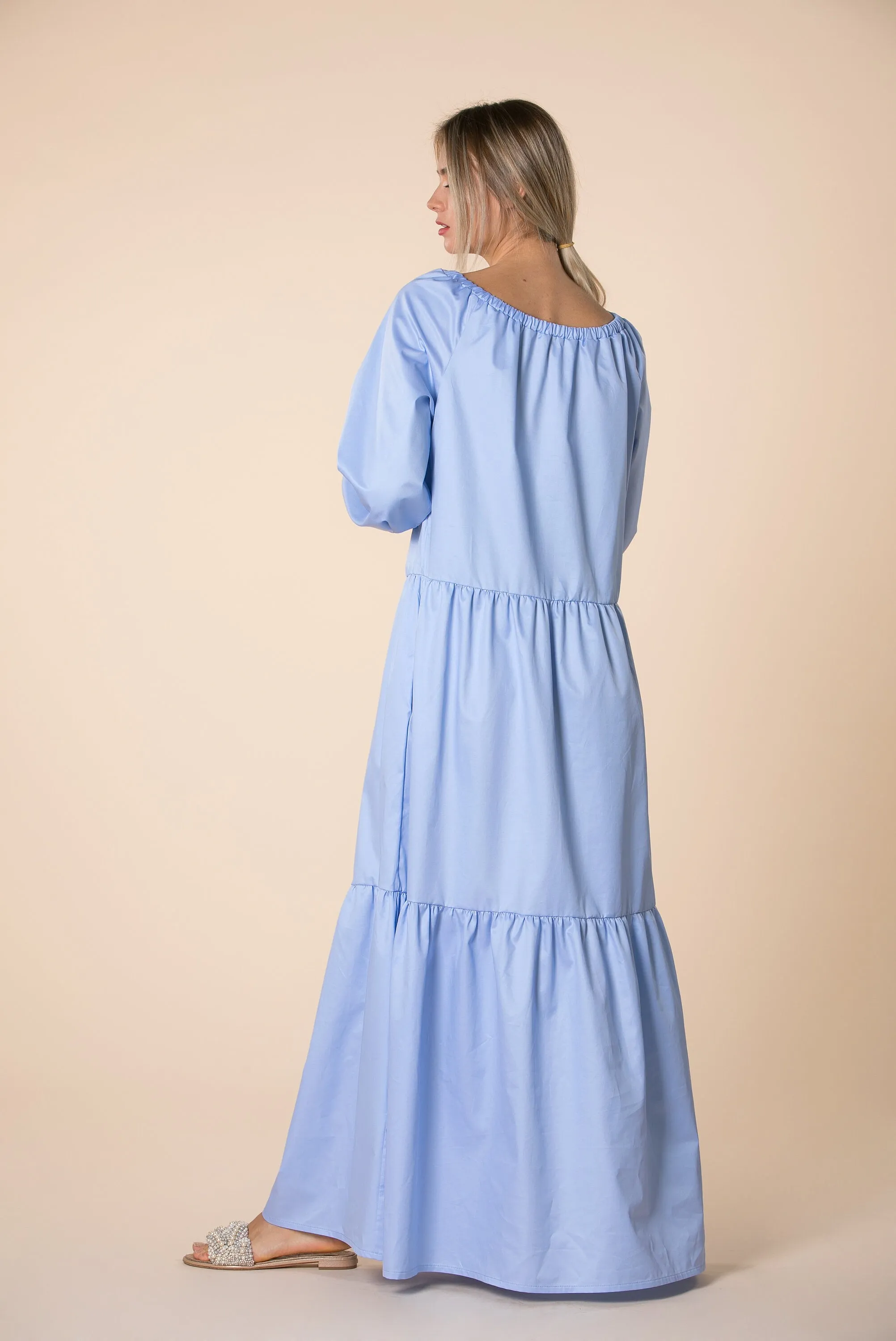 Sky Blue Dress, Blue Maxi Dress, Sky Blue Maternity Dress, Loose Maxi Dress, Boho Dress, Ruffle Dress, Long Sleeve Dress, Plus Size Dress