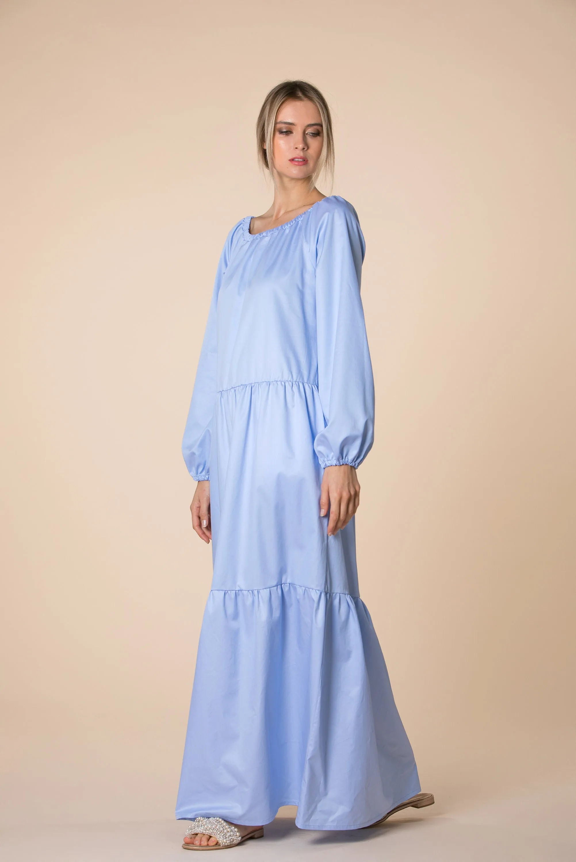 Sky Blue Dress, Blue Maxi Dress, Sky Blue Maternity Dress, Loose Maxi Dress, Boho Dress, Ruffle Dress, Long Sleeve Dress, Plus Size Dress