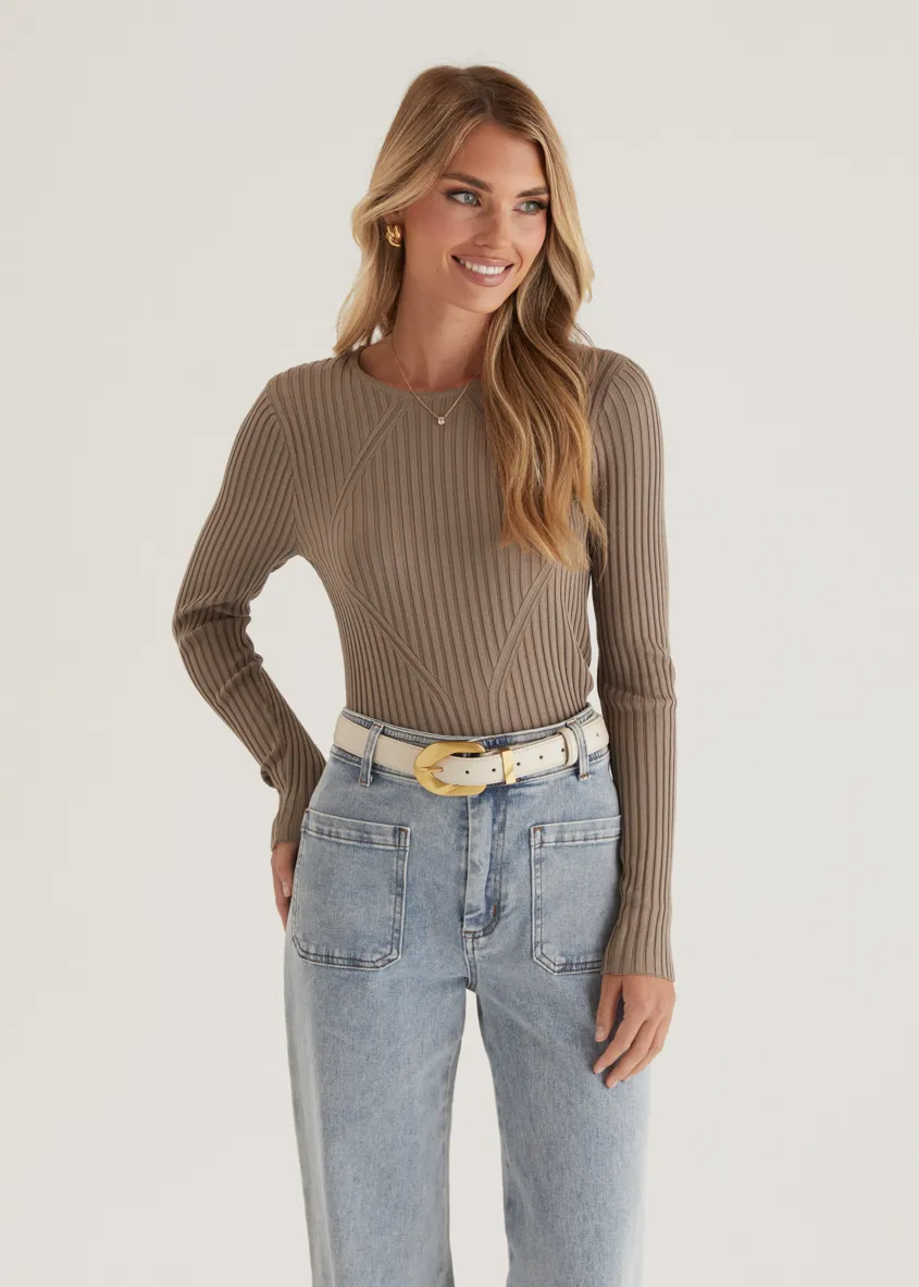 Skylee Knit Top - Mocha
