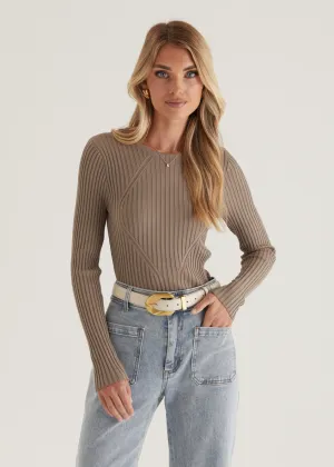 Skylee Knit Top - Mocha