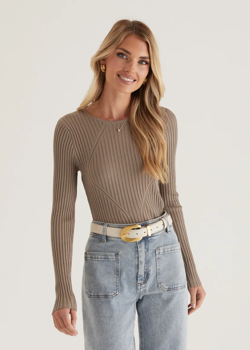 Skylee Knit Top - Mocha