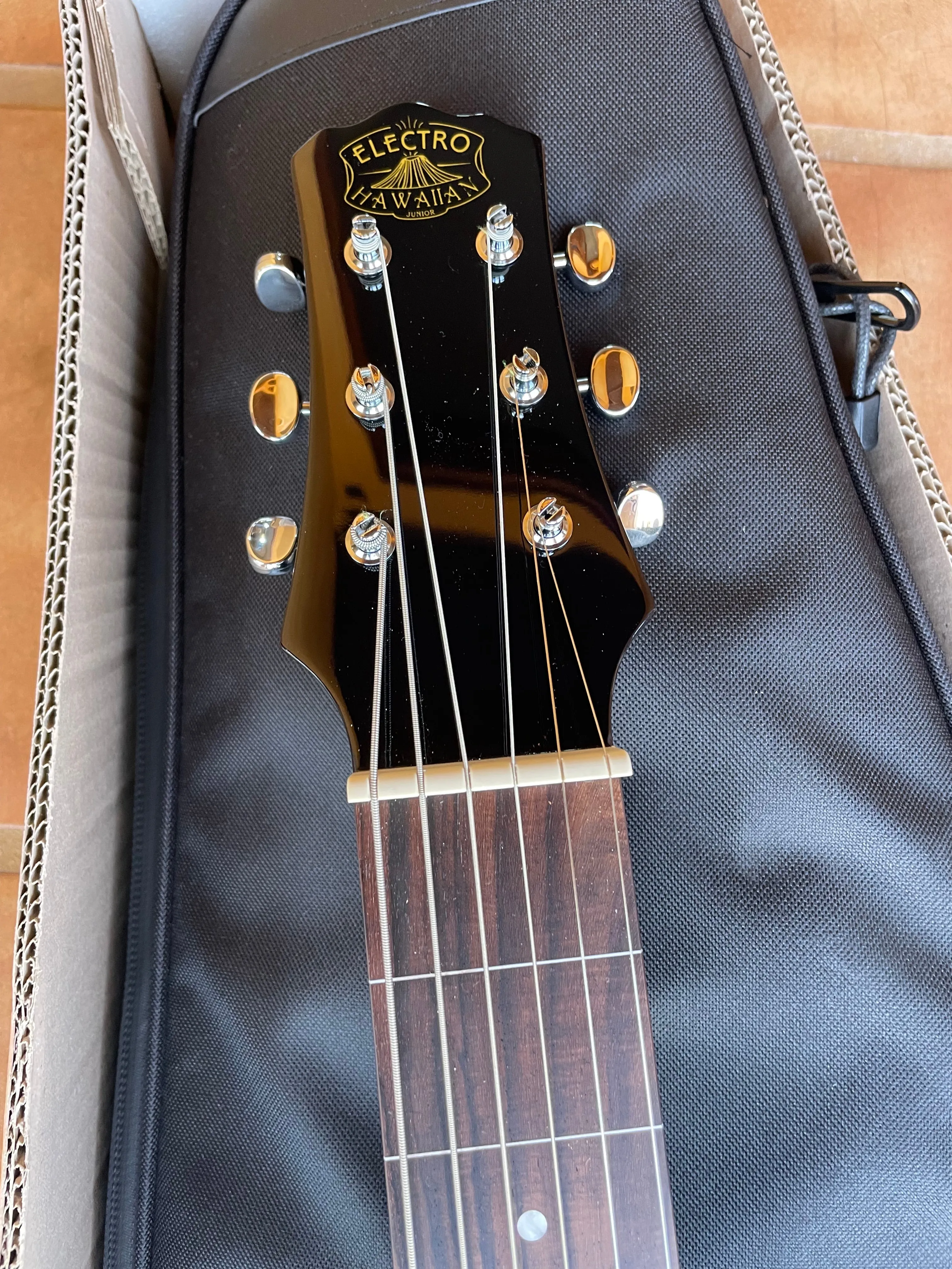 SOLD FACTORY SECOND 2024-25 Asher Electro Hawaiian® Junior Lap Steel Gold Top with Gig Bag!!