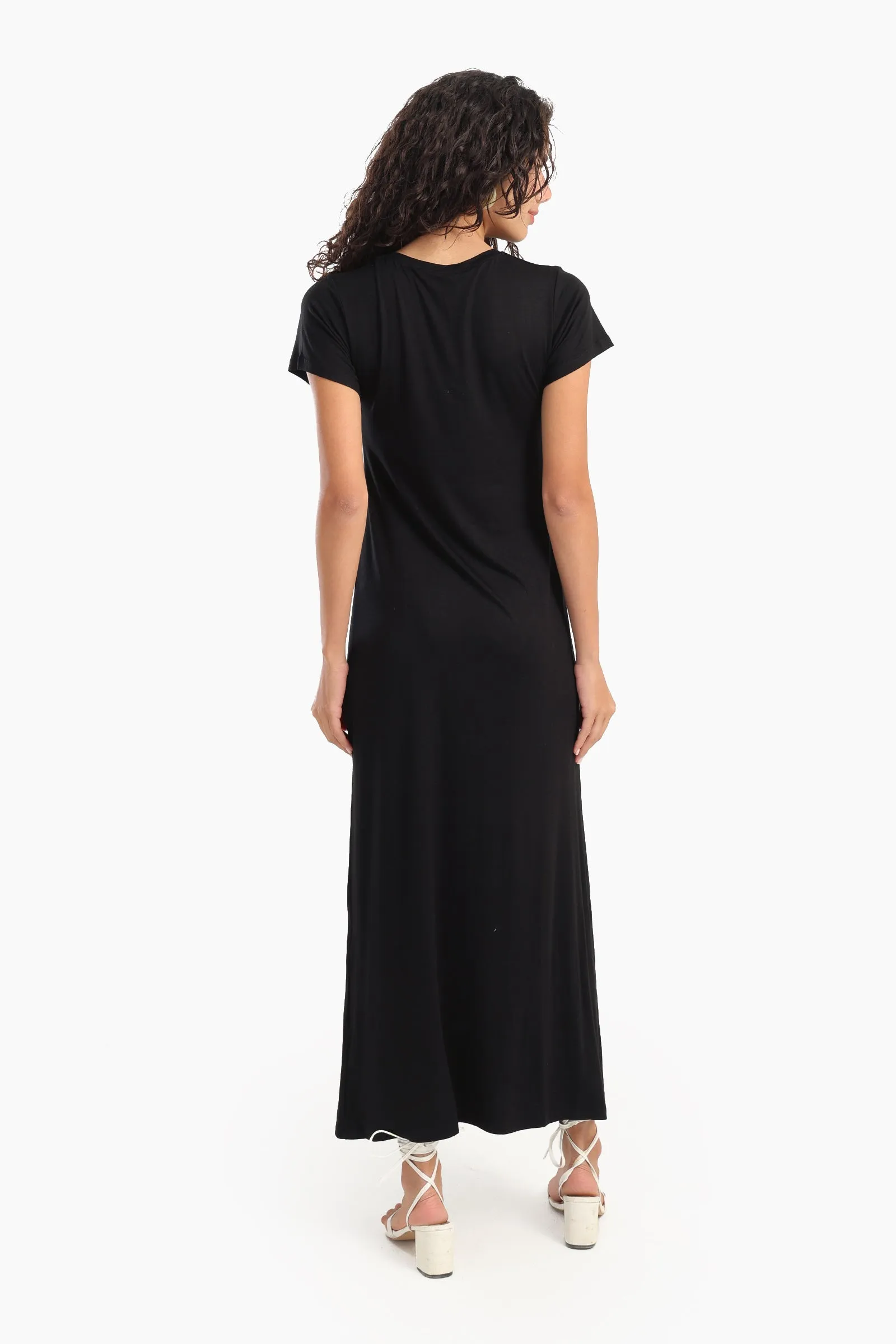 Solid Pattern Midi Dress
