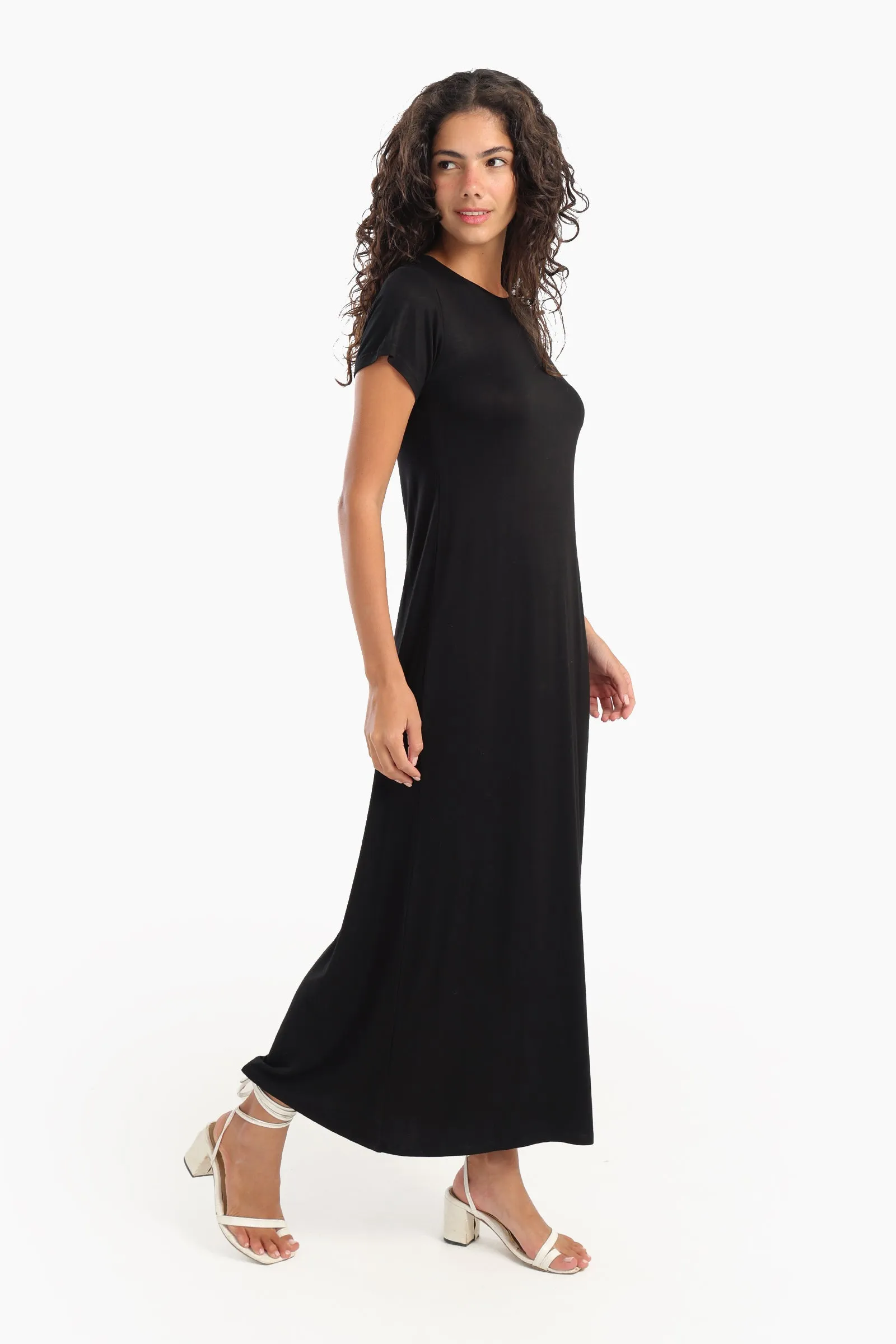 Solid Pattern Midi Dress