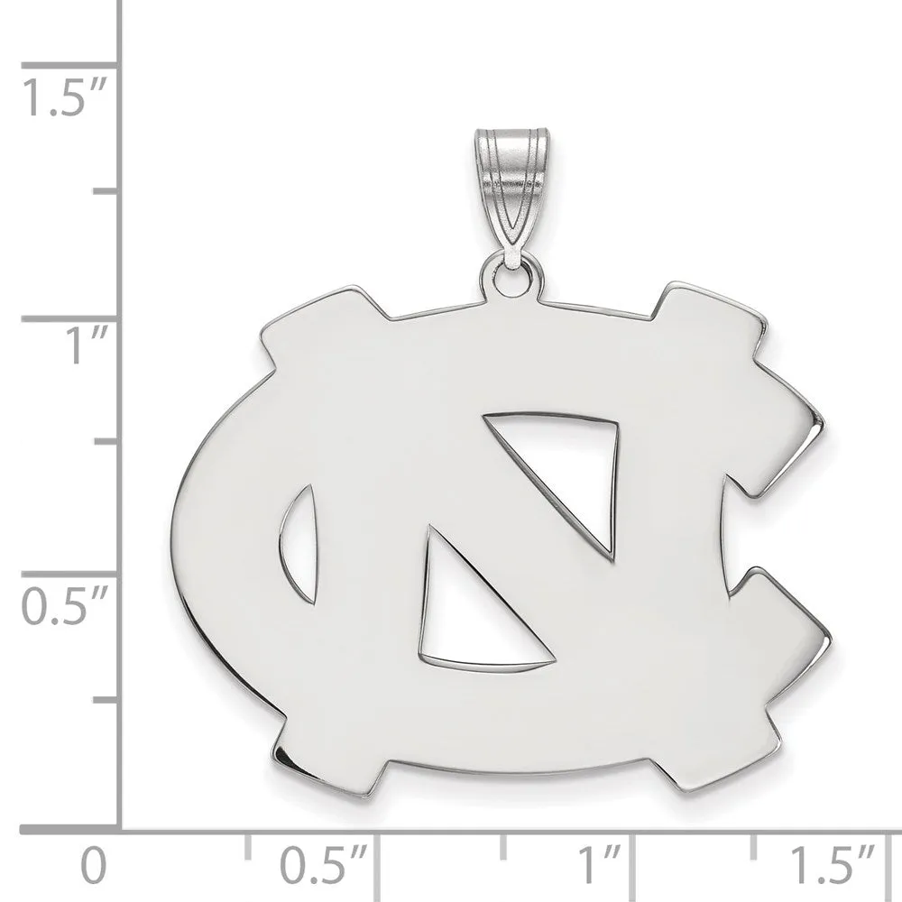 Sterling Silver Rhodium-plated University of North Carolina N-C Extra Large Pendant