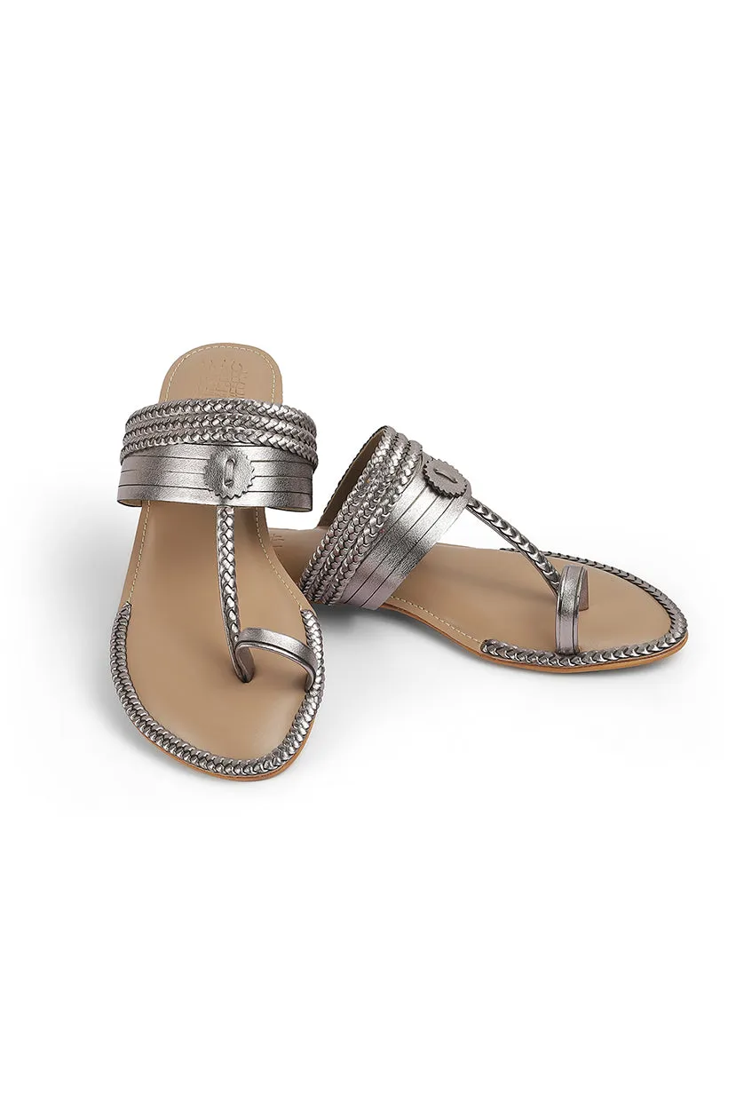 Strip Braid K Flats Light Gold