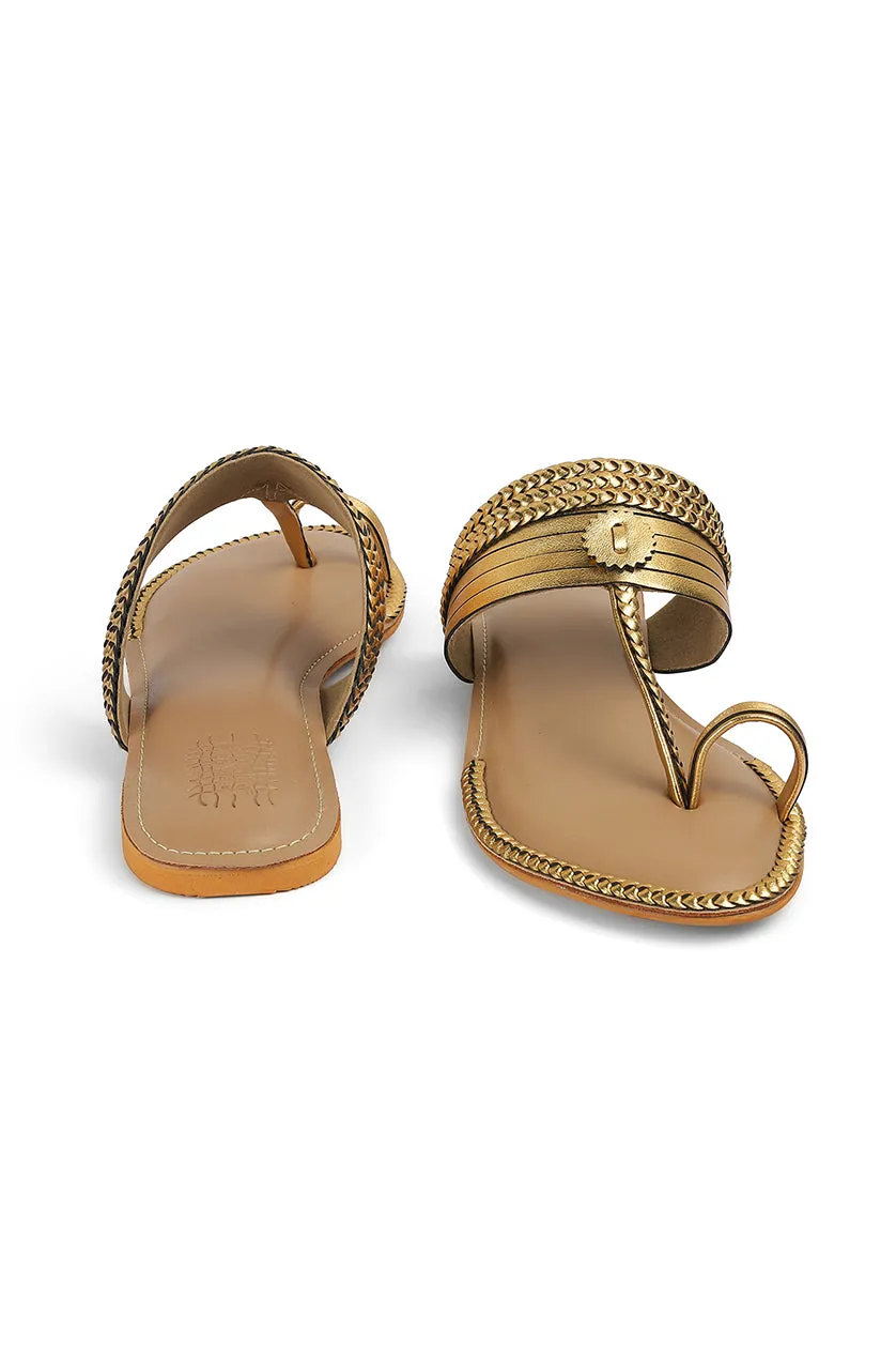 Strip Braid K Flats Light Gold