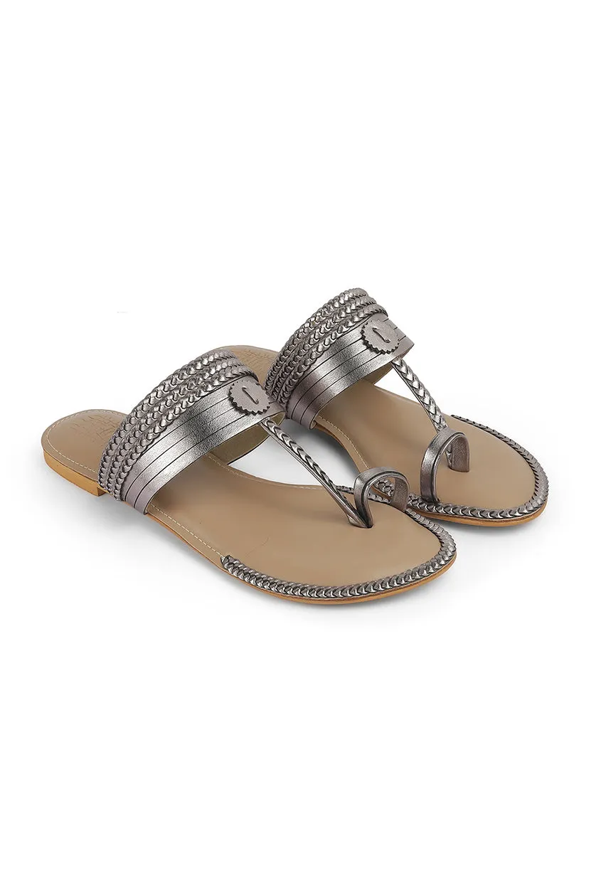 Strip Braid K Flats Light Gold