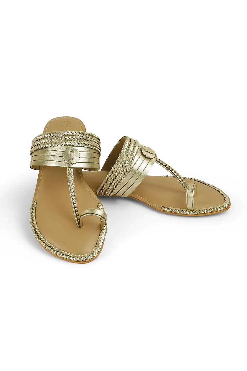 Strip Braid K Flats Light Gold