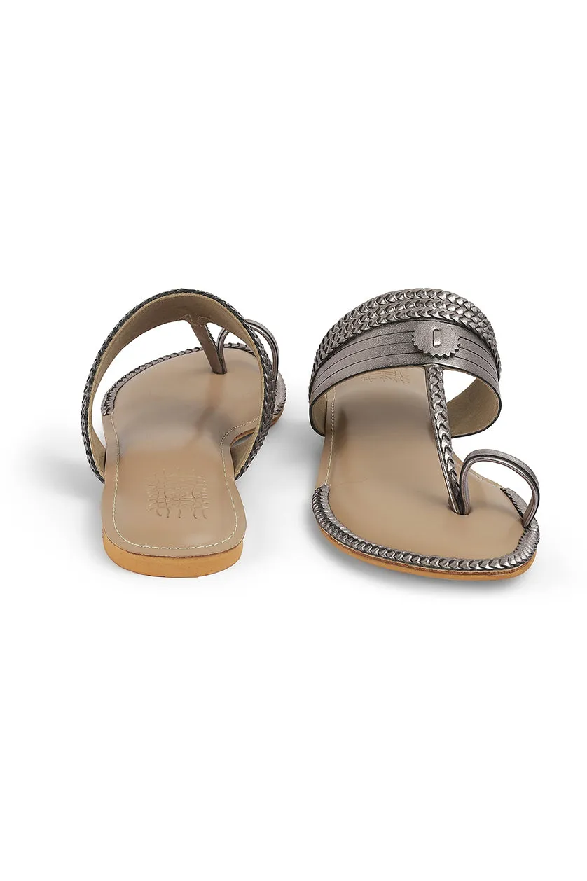 Strip Braid K Flats Light Gold