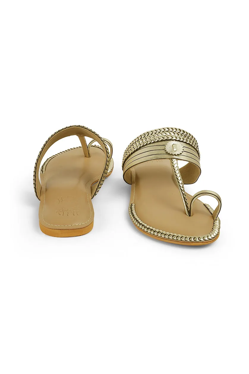 Strip Braid K Flats Light Gold