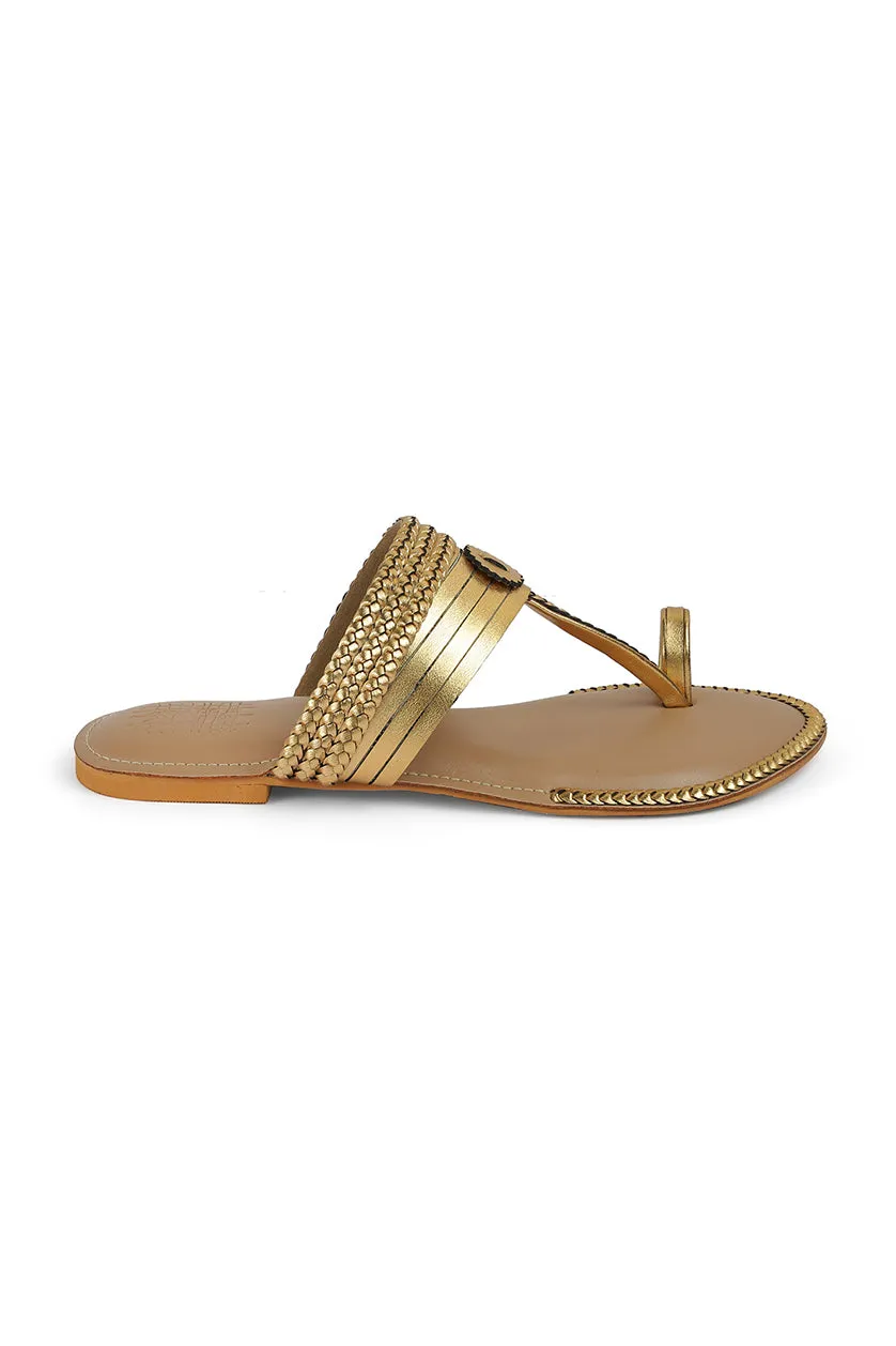 Strip Braid K Flats Light Gold