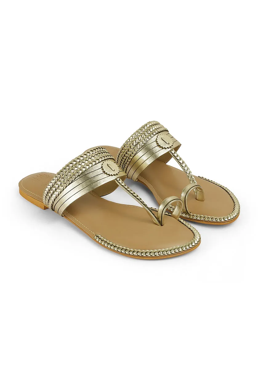 Strip Braid K Flats Light Gold