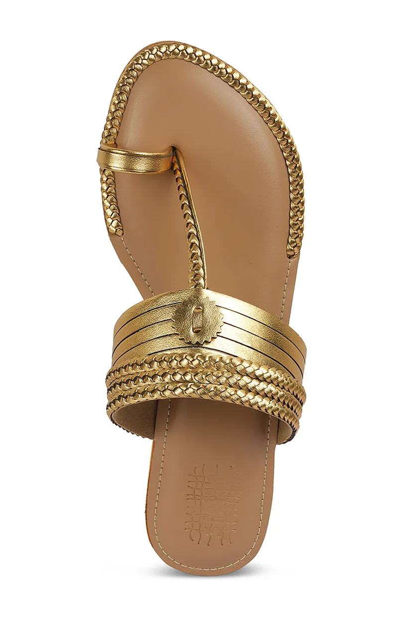 Strip Braid K Flats Light Gold