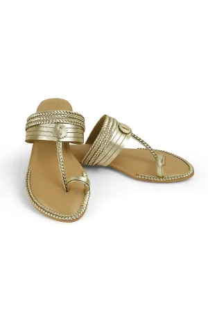 Strip Braid K Flats Light Gold