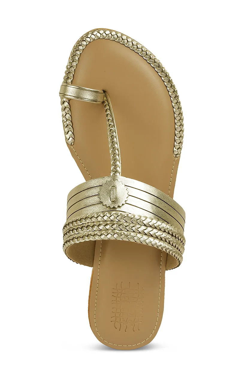 Strip Braid K Flats Light Gold